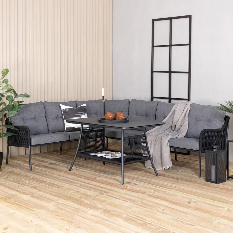 Nohr Loungeset Domenique Met hoekbank en tafel Zwart