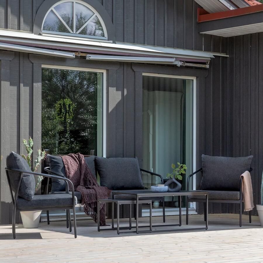 Nohr Loungeset Rebeccah Met bank 2 loungestoelen en 2 tafels Zwart