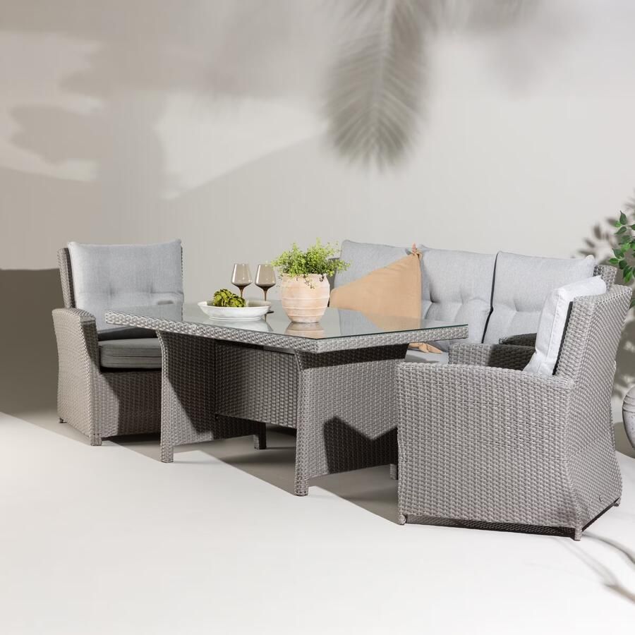 Nohr Loungeset Sanuel Met bank 2 loungestoelen en tafel Grijs