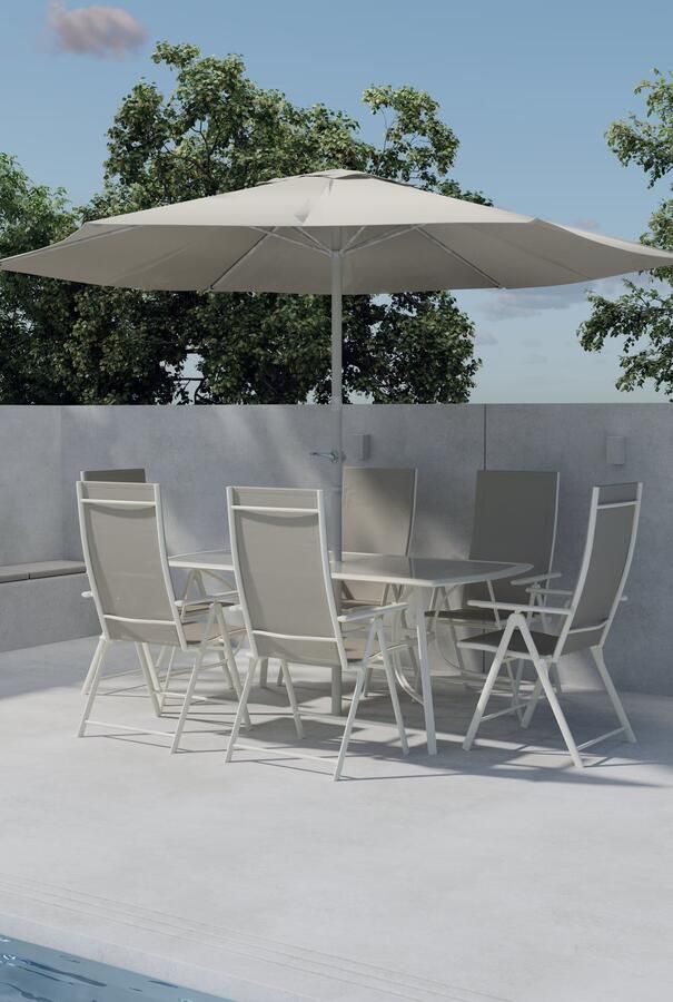 Nohr Outdoor Diningset Rosemary Met parasol Beige