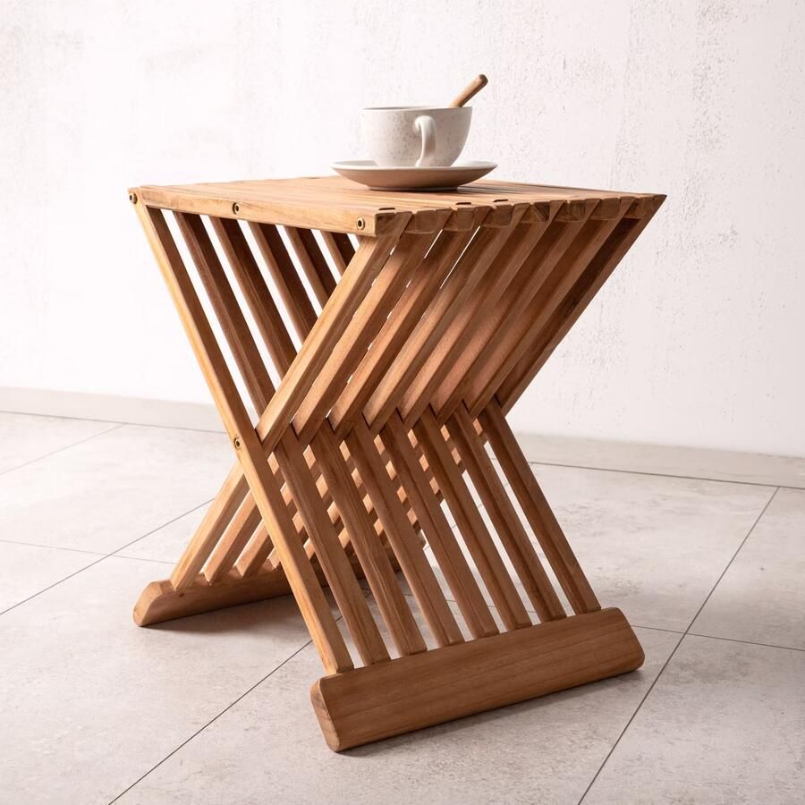 Nohr Outdoor Inklapbare Bijzettafel Leea Teakhout 40 x 40cm Naturel Vierkant - Foto 3