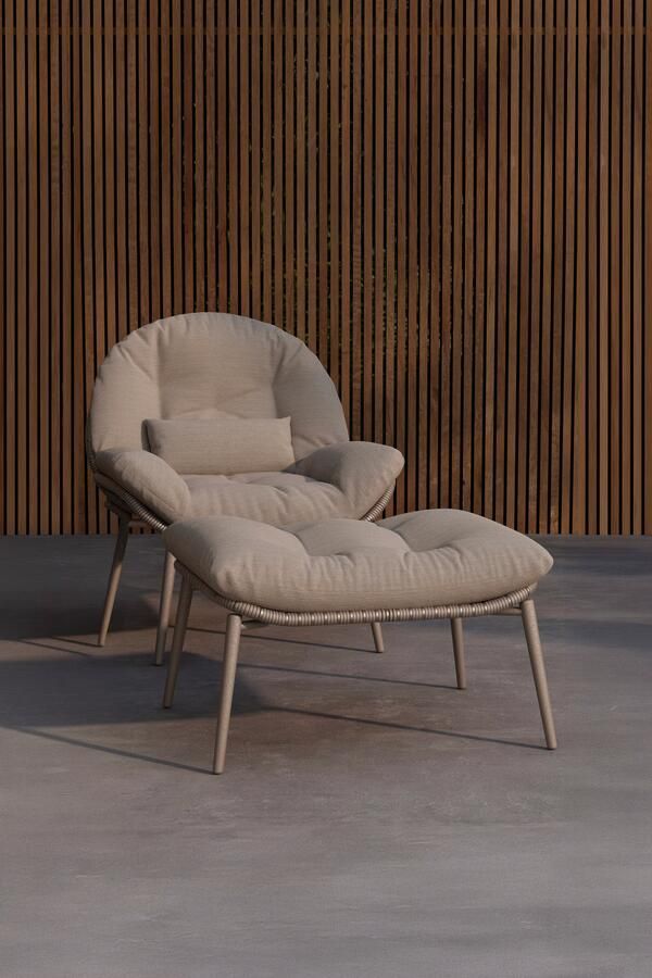 Nohr Outdoor Loungestoel Laurissa Met hocker Beige