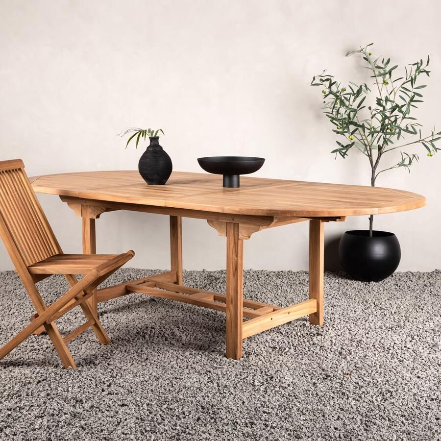 Nohr Ovale Uitschuifbare Tuintafel Amberia Teakhout 180 240 x 120cm Naturel Ovaal - Foto 3