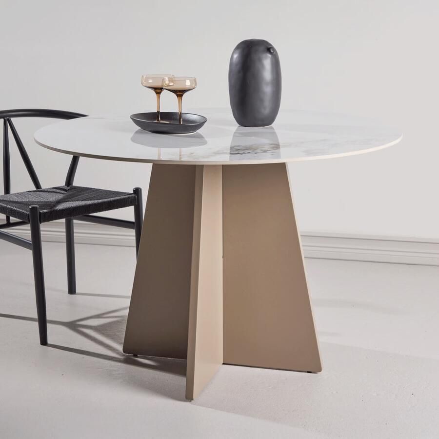 Nohr Ronde Eettafel Cynthiaann Marmerlook 110cm Beige