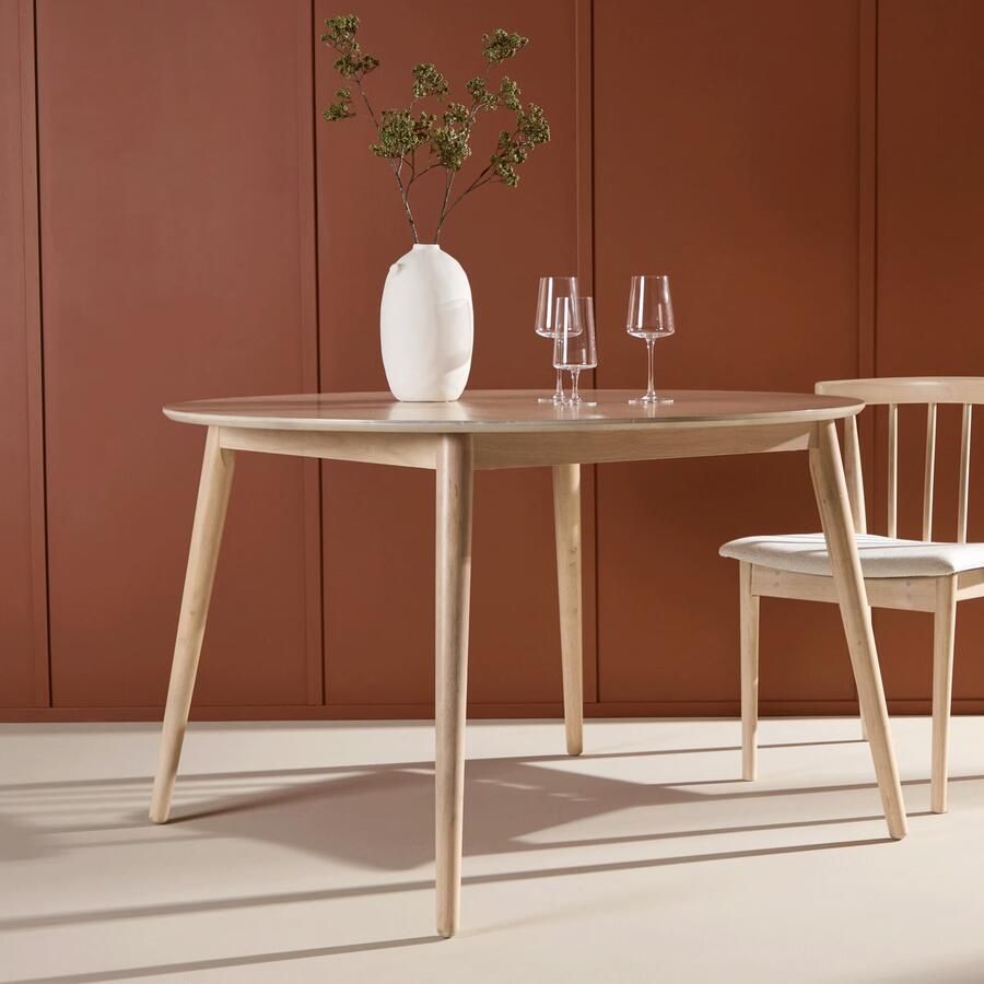 Nohr Ronde Eettafel Neomi Rubberhout 120cm Whitewash