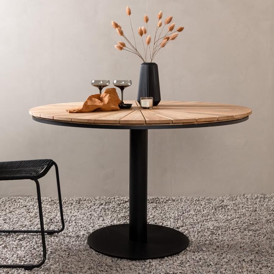 Nohr Ronde Tuintafel Lavelle Teakhout 120cm Zwart