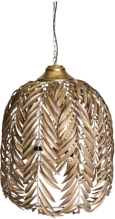 PTMD Collection Ptmd Mea Ronde Hanglamp Palm Bladeren H90 X Ø70 Cm Metaal Goud