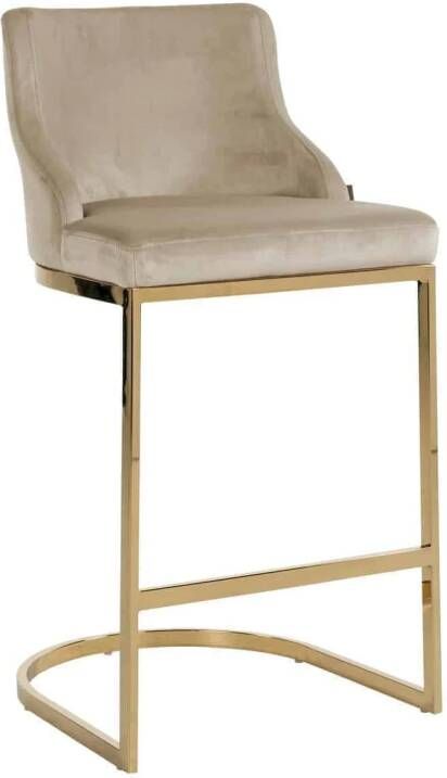 Richmond Interiors Richmond Barstoel 'Bolton' Velvet kleur Khaki Goud (zithoogte 75cm)