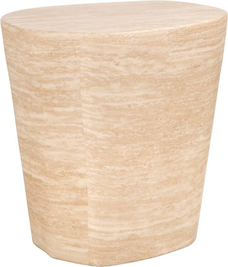 Richmond Interiors Richmond Bijzettafel Fictus Faux Travertine 49 x 43cm Beige Organisch