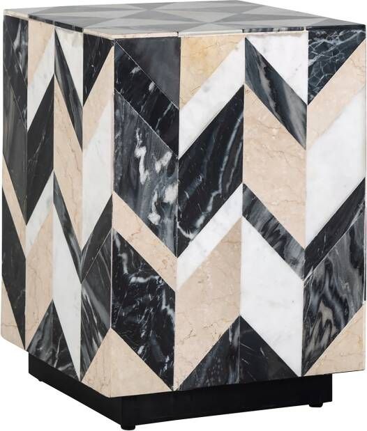 Richmond Interiors Richmond Bijzettafel Rostelli Marmer 40cm Zwart Vierkant