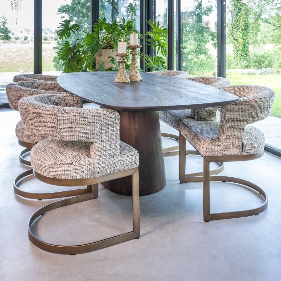 Richmond Interiors Richmond Deens Ovale Eettafel Alix Mangohout 230 x 120cm Donkerbruin Ovaal