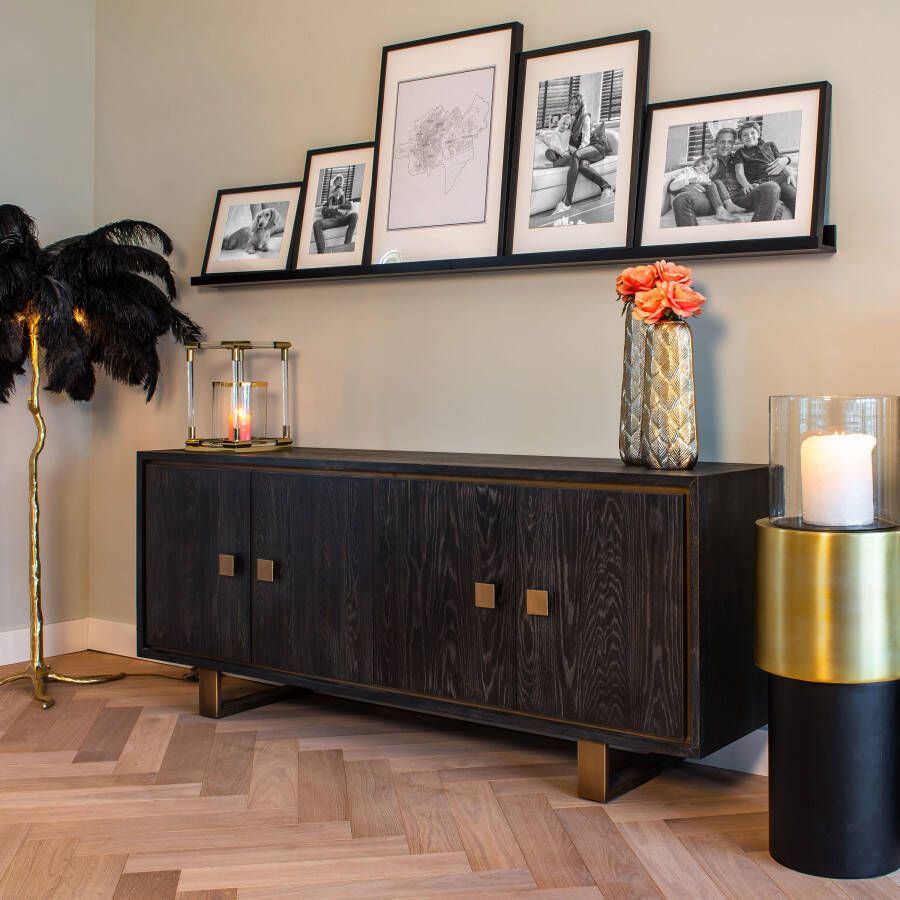 Richmond Interiors Richmond Dressoir Hunter Eiken Zwart Goud 220cm