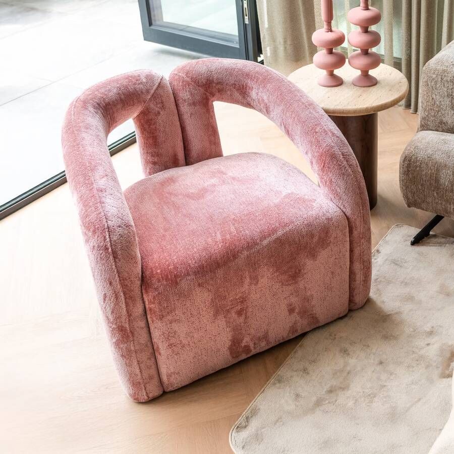 Richmond Interiors | Fauteuil Dana rose chenille | Zitmeubels woonkamer | Fauteuil