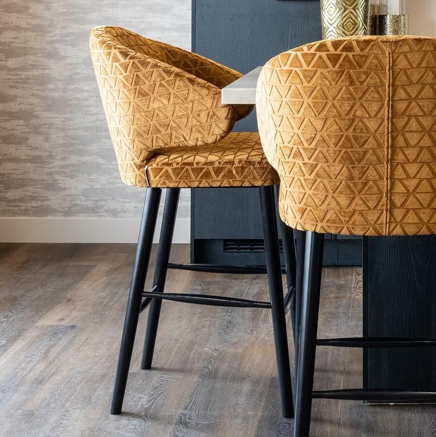 Richmond Interiors | Counterstoel Indigo gold triangle | Zitmeubels eetkamer | Barstoel