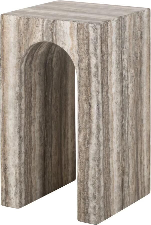 Richmond Interiors Richmond Bijzettafel Dulce Marmer en travertinlook 35 x 35cm Grijs Vierkant