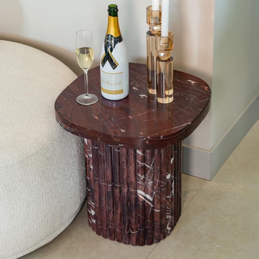 Richmond Interiors Richmond Bijzettafel Orchid Marmer 46 x 46cm Burgundy