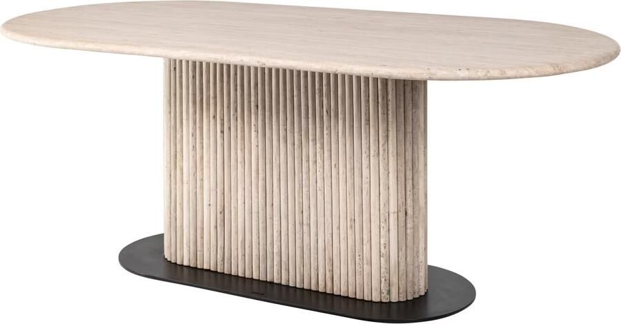 Richmond Interiors Richmond Deens Ovale Eettafel La Cantera Travertin 200 x 100cm Beige Ovaal