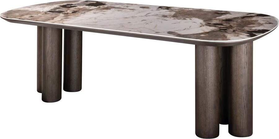 Richmond Interiors Richmond Deens Ovale Eettafel Langford Marmerlook en eiken 230 x 110cm Bruin Ovaal