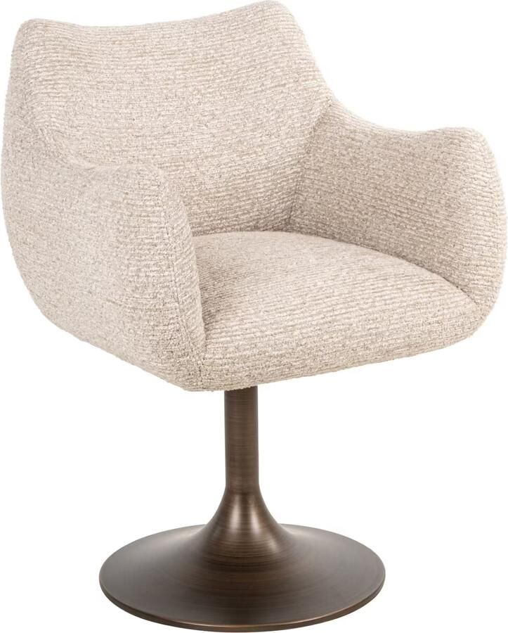 Richmond Interiors Richmond Draaibare Eetkamerstoel Aldo Linear stof Naturel