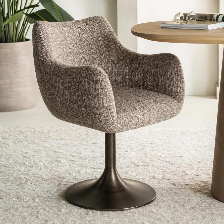 Richmond Interiors Richmond Draaibare Eetkamerstoel Aldo Tweed stof Bruin