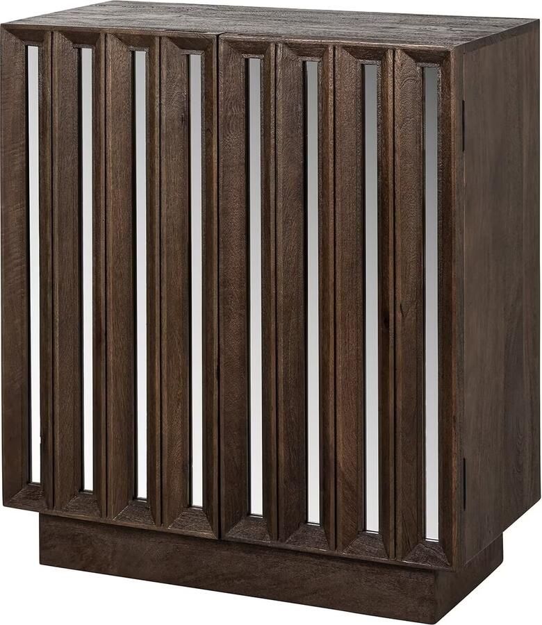 Richmond Interiors Richmond Dressoir Bryant Mangohout en spiegelglas 80cm Bruin