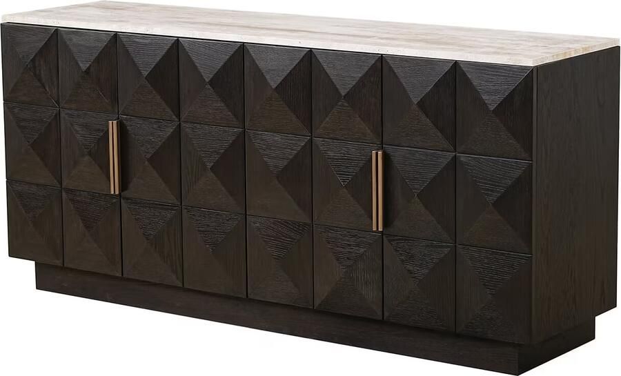 Richmond Interiors Richmond Dressoir Claremont Eiken en travertin 170cm Bruin