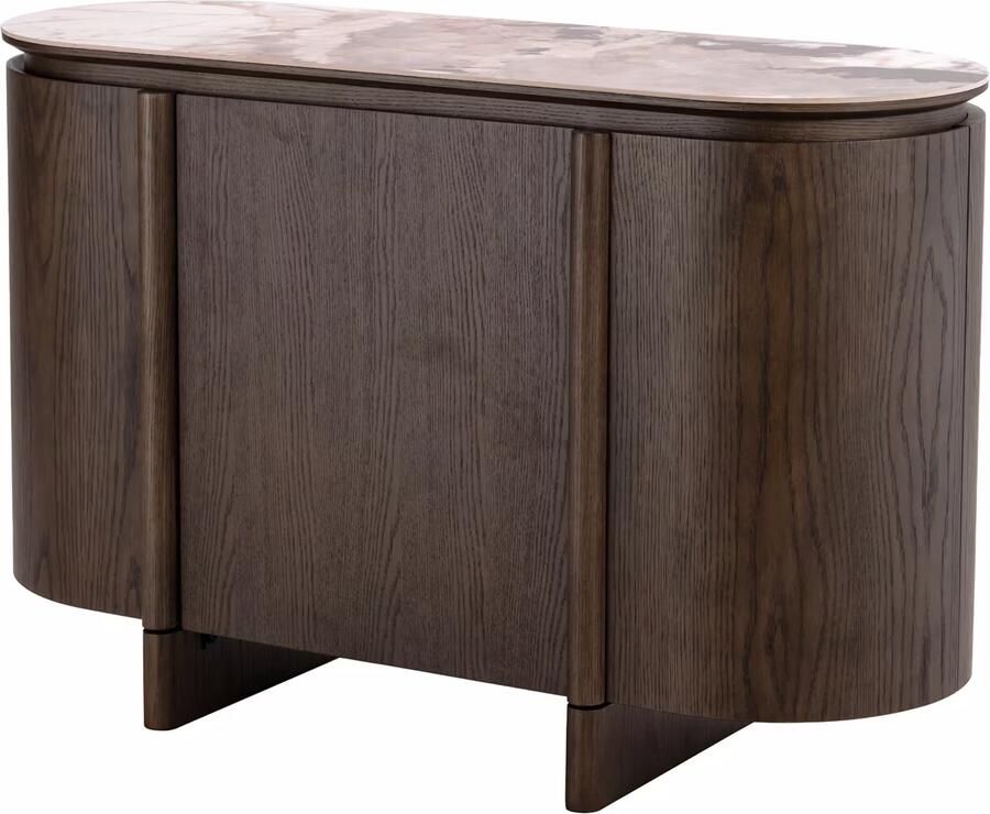 Richmond Interiors Richmond Dressoir Langford Marmerlook en eiken 120cm Bruin