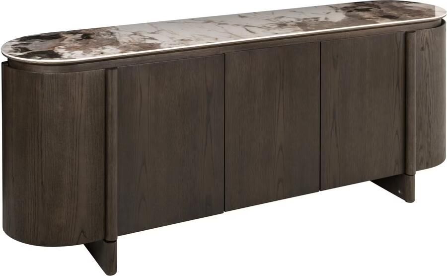Richmond Interiors Richmond Dressoir Langford Marmerlook en eiken 200cm Bruin