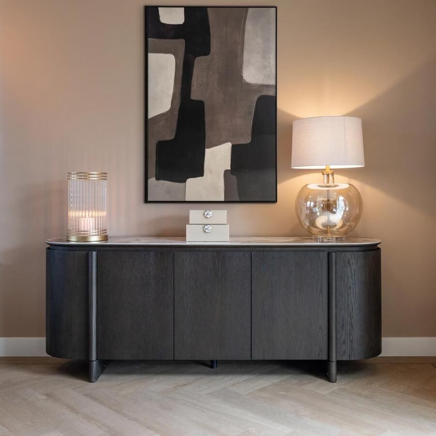 Richmond Interiors Richmond Dressoir Langford Marmerlook en eiken 200cm Bruin