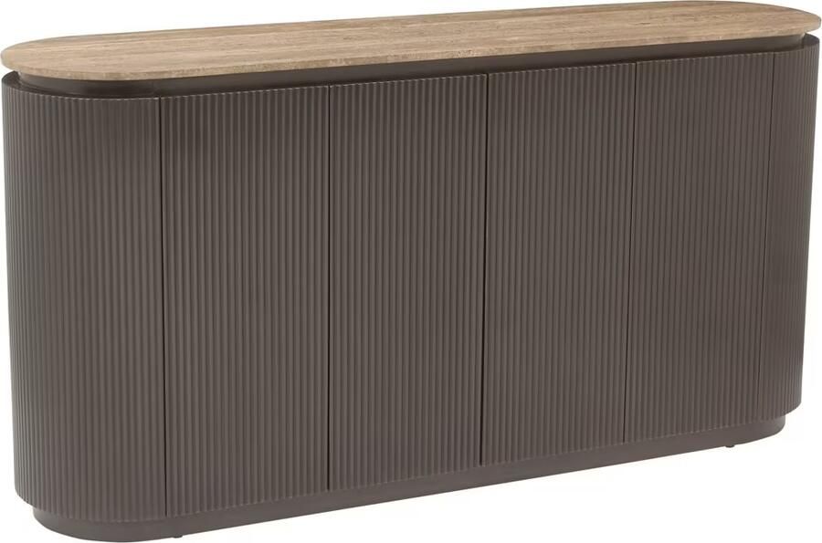 Richmond Interiors Richmond Dressoir Russo Travertin en brass 160cm Bruin