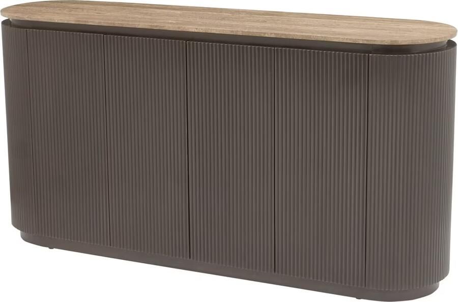 Richmond Interiors Richmond Dressoir Russo Travertin en brass 160cm Bruin