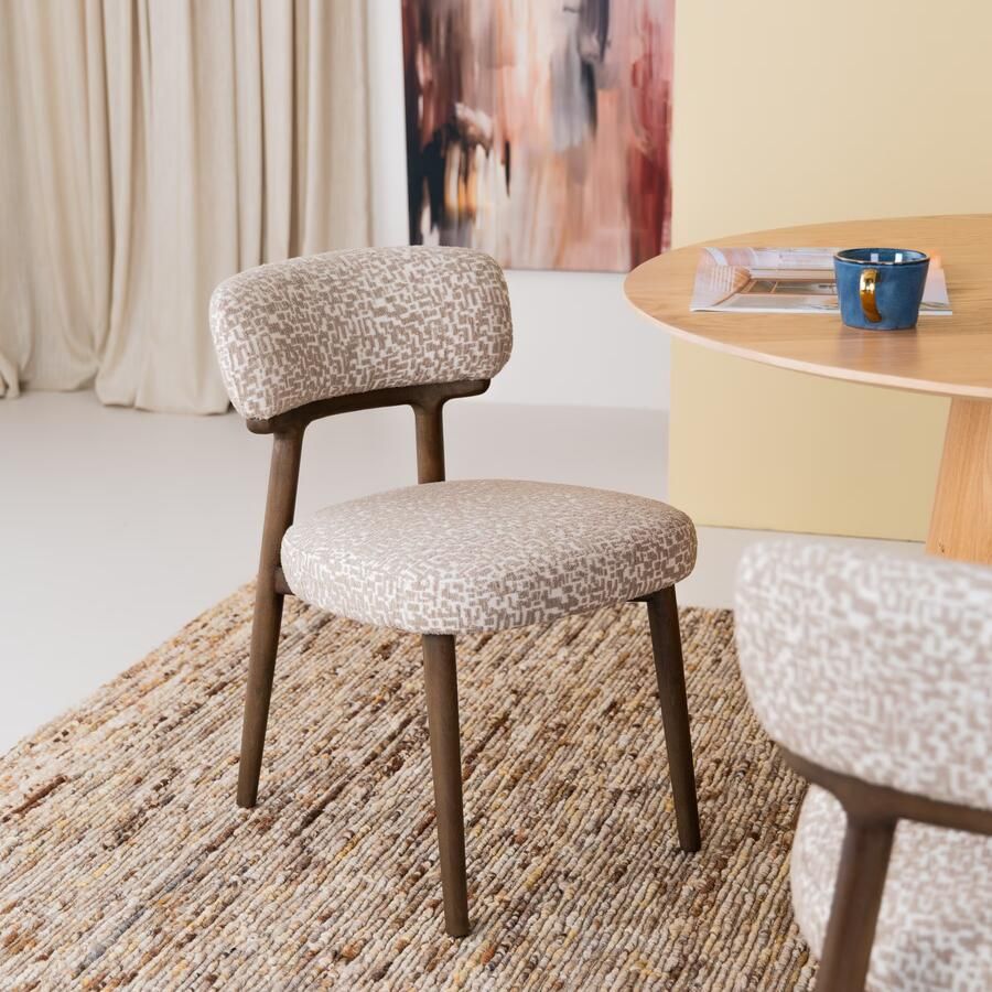 Richmond Interiors Richmond Eetkamerstoel Basker Geo stof Naturel