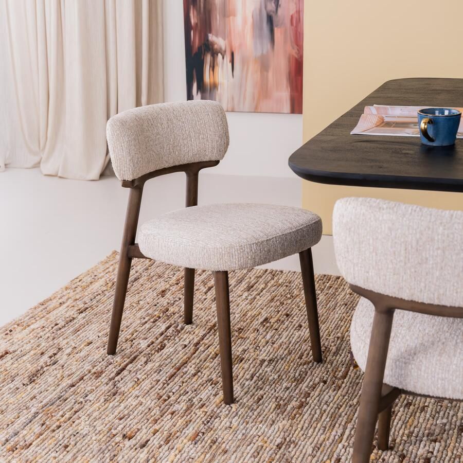 Richmond Interiors Richmond Eetkamerstoel Basker Linear stof Naturel