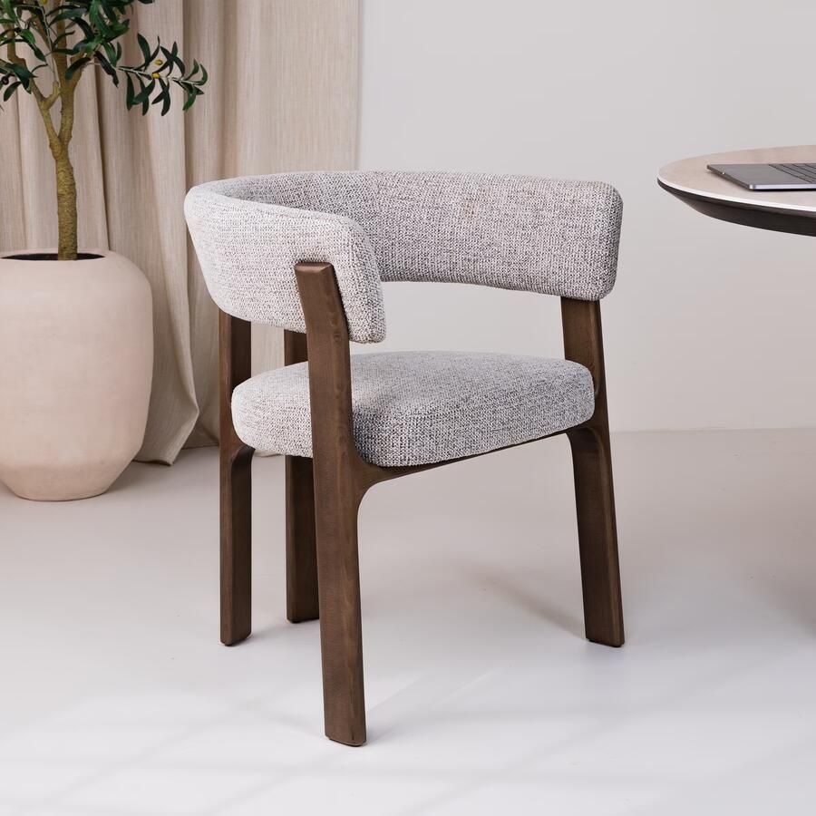 Richmond Interiors Richmond Eetkamerstoel Contigo Geweven stof en beukenhout Mocca