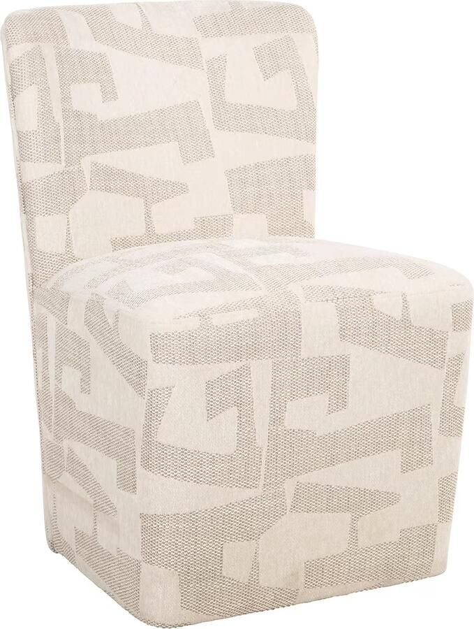 Richmond Interiors Richmond Eetkamerstoel Lorain Met wieltjes Graffic stof Beige