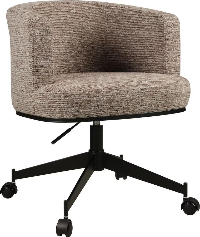 Richmond Interiors Richmond Eetkamerstoel Rochenne Op wieltjes Linear stof Mocca