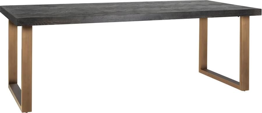 Richmond Interiors Richmond Eettafel Blackbone Brass EIkenhout en staal 180 x 100cm Bruin