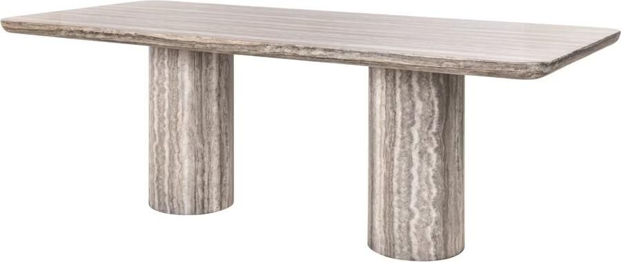 Richmond Interiors Richmond Eettafel Nebula Marmer en travertinlook 225 x 100cm Grijs