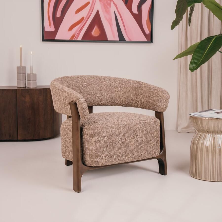 Richmond Interiors Richmond Fauteuil Dalara Tweed stof en beukenhout Bruin