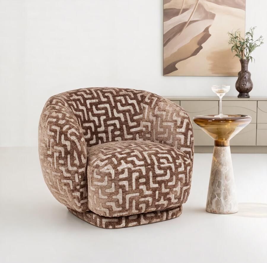 Richmond Interiors Richmond Fauteuil Negreslo Labyrinth draaibaar Brown