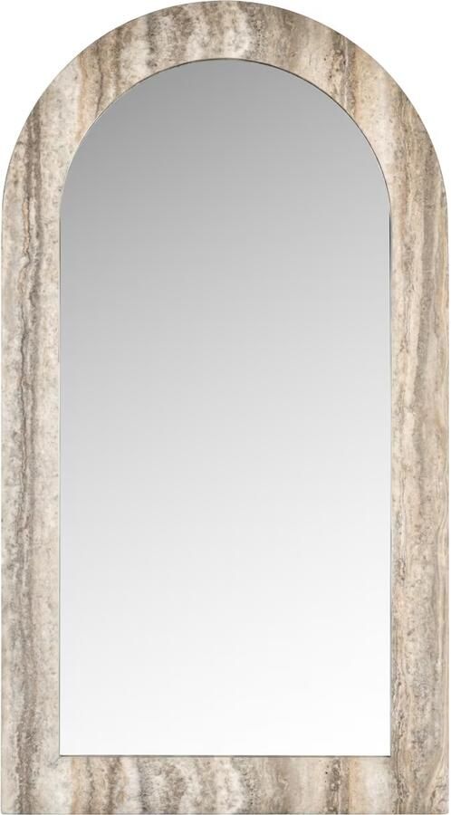 Richmond Interiors Richmond Gebogen Spiegel Calvo Marmer en travertinlook 100 x 55cm Grijs