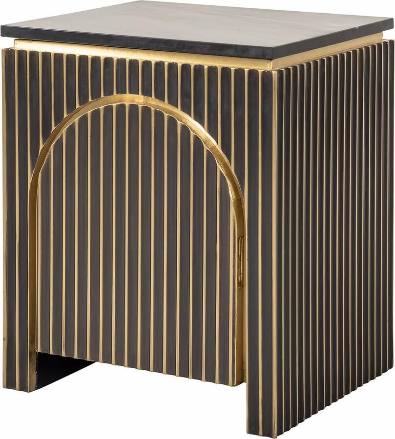Richmond Interiors Richmond Nachtkastje Les Arcs Brass en marmer 60 x 50cm Brushed gold