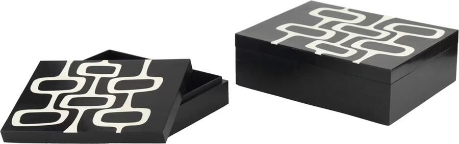 Richmond Interiors Richmond Opbergdoos Lux Set van 2 stuks Black White