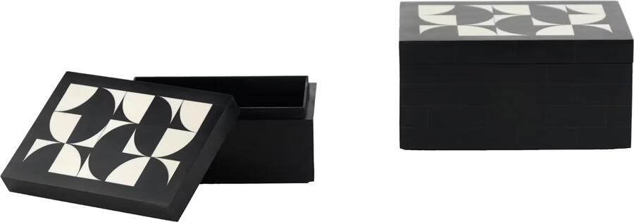 Richmond Interiors Richmond Opbergdoos Rae Set van 2 stuks Black White