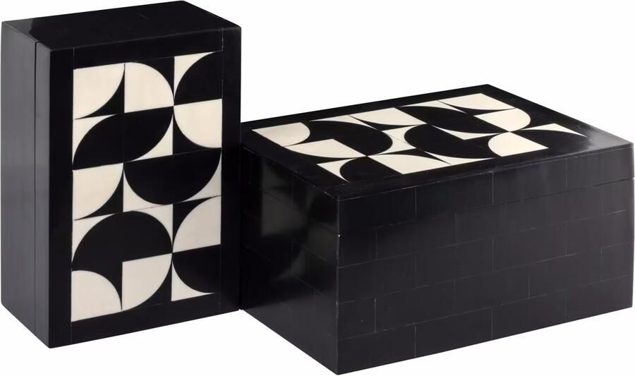 Richmond Interiors Richmond Opbergdoos Rae Set van 2 stuks Black White