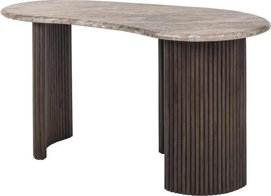 Richmond Interiors Richmond Organisch Bureau Rashford Marmer en hout 150cm Donkerbruin