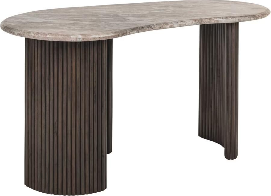 Richmond Interiors Richmond Organisch Bureau Rashford Marmer en hout 150cm Donkerbruin