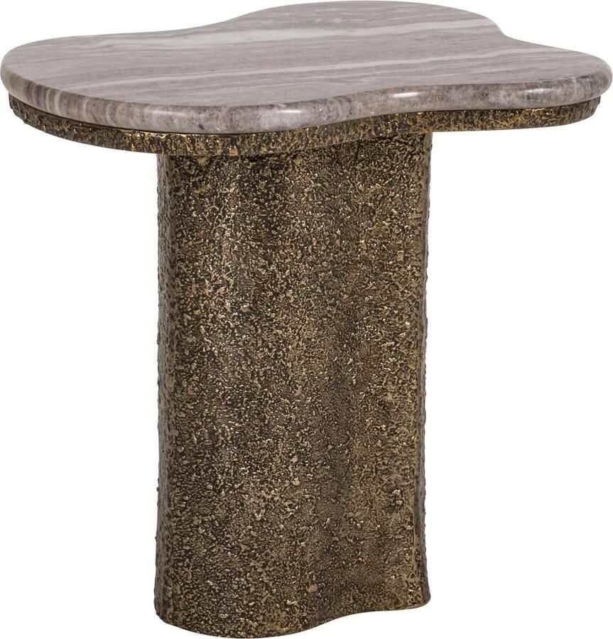 Richmond Interiors Richmond Organische Bijzettafel Abandos Marmer en Brass Antique 60 x 50cm Brons
