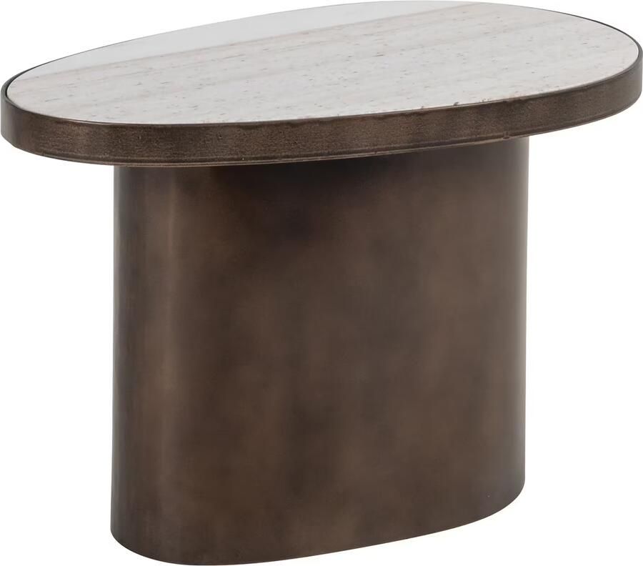 Richmond Interiors Richmond Organische Bijzettafel Biloxi Marmer en MDF 70 x 43cm Bruin