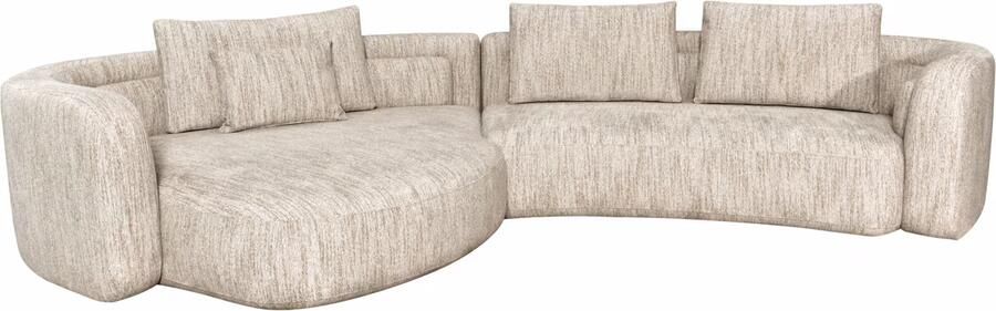 Richmond Interiors Richmond Organische Hoekbank Angusto Lounge Links 389cm Softweave stof Naturel
